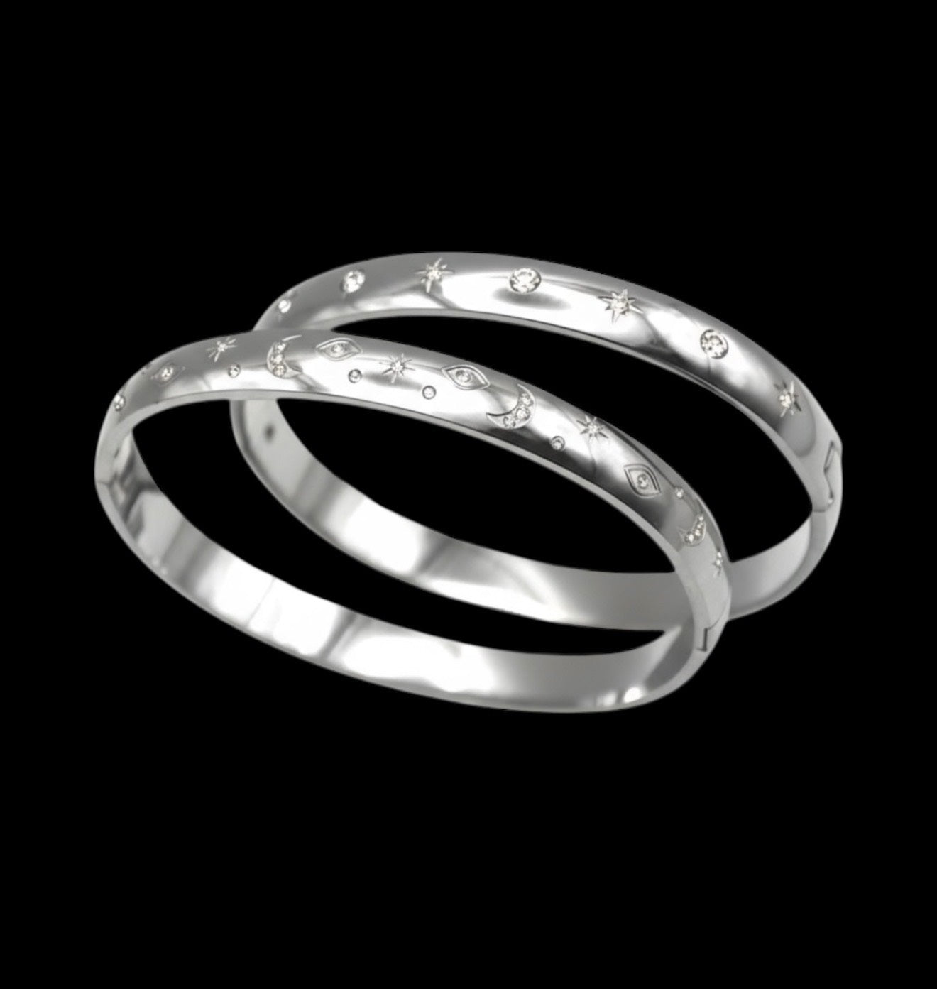 Quianey Silver Crystal Bangle