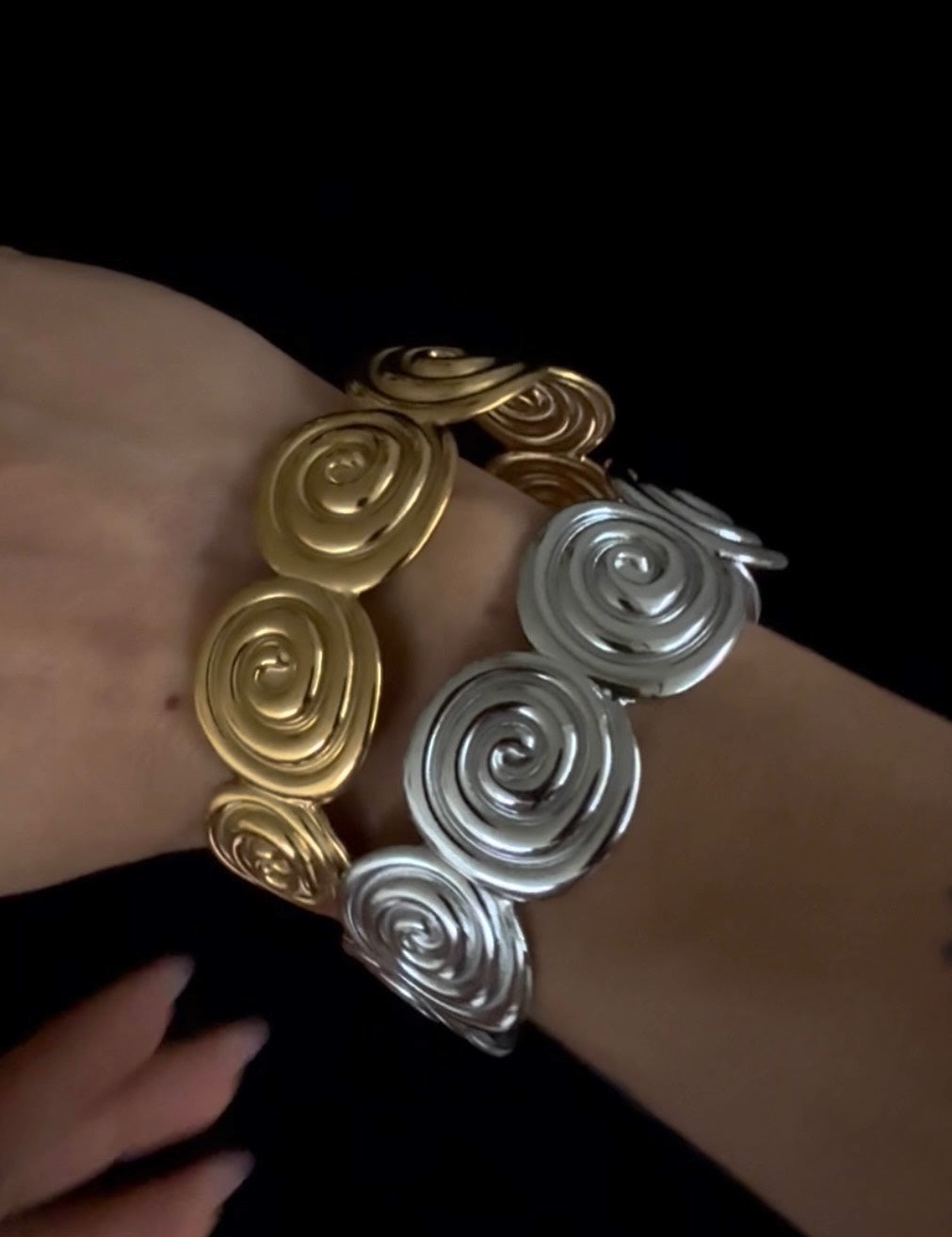 Quianey Silver Spiral Cuff Bracelet