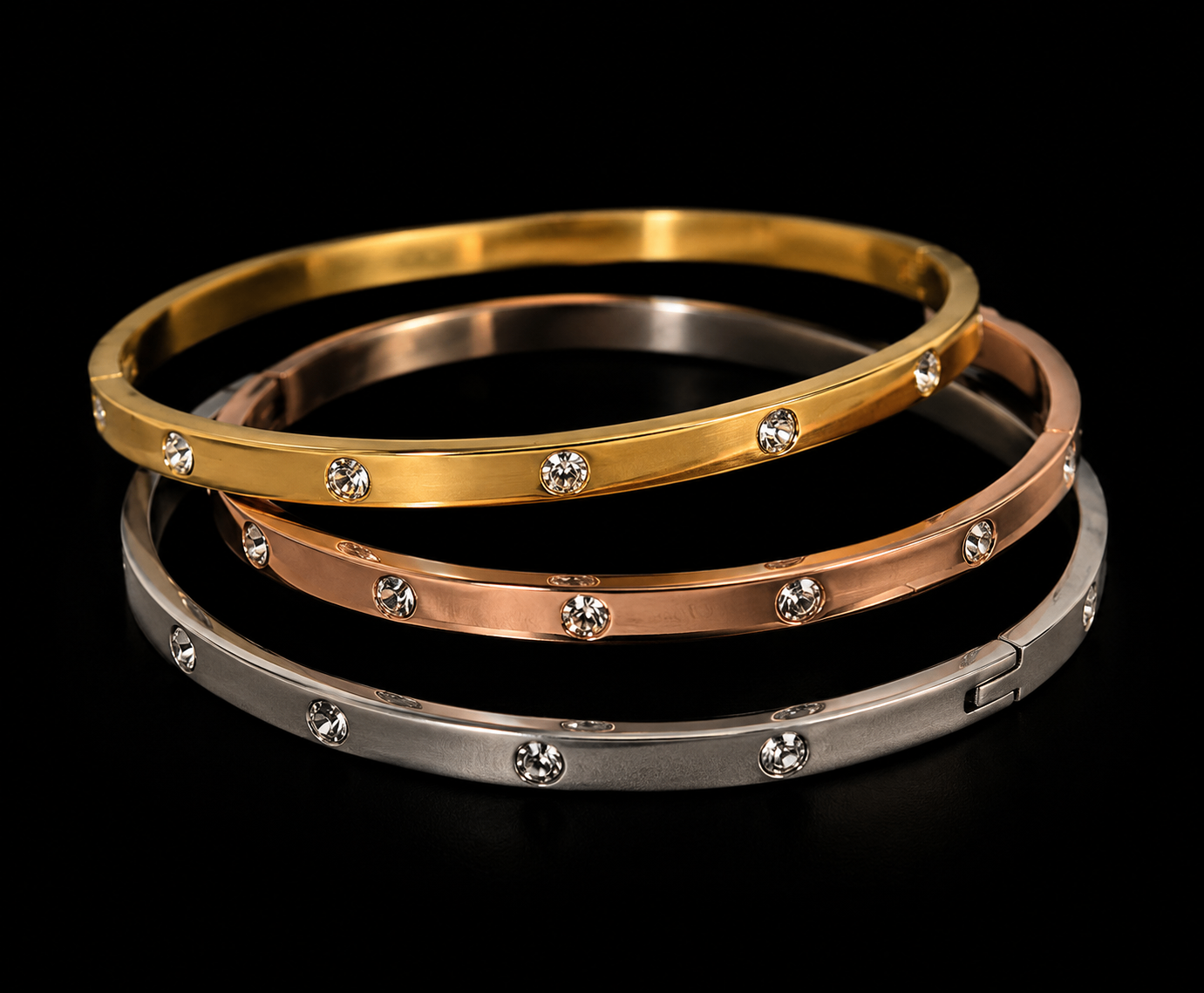 Quianey Gold Crystal Bangle (slim)