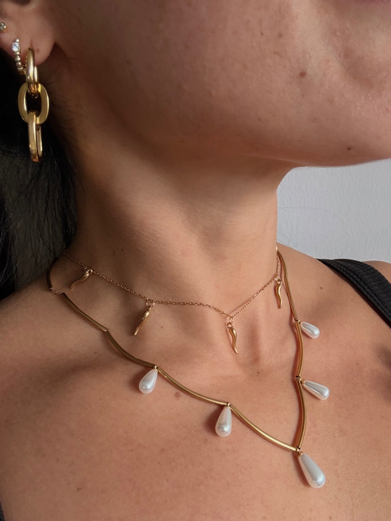 Quianey Link Drop Gold Earrings