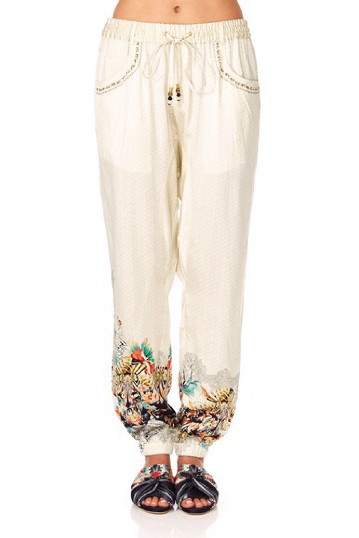 Camilla cream silk pants S