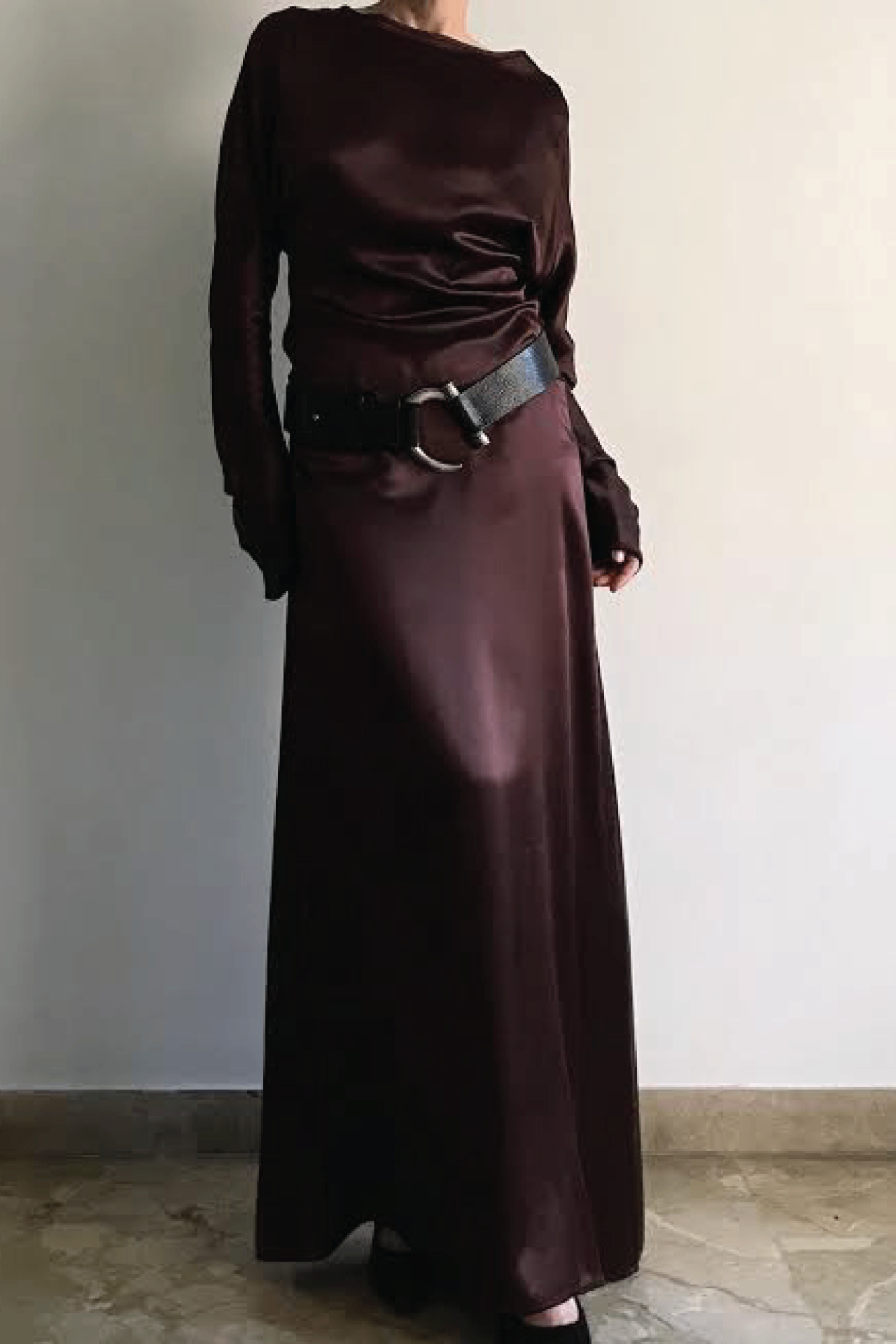Albus Lumen brown maroon silk dress 6