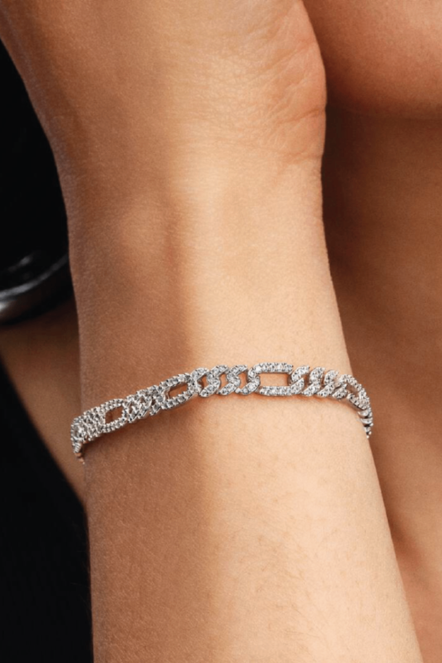 Pandora oval cuban chain sterling silver bracelet