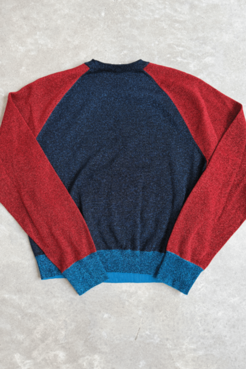 Victoria Beckham colourblock Lurex navy red jumper XL (RRP $650)