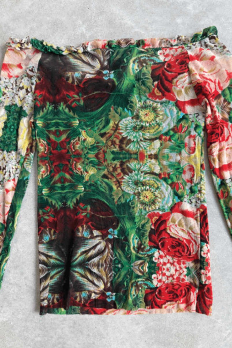Vintage Kenzo Jeans flower mesh knit long sleeve