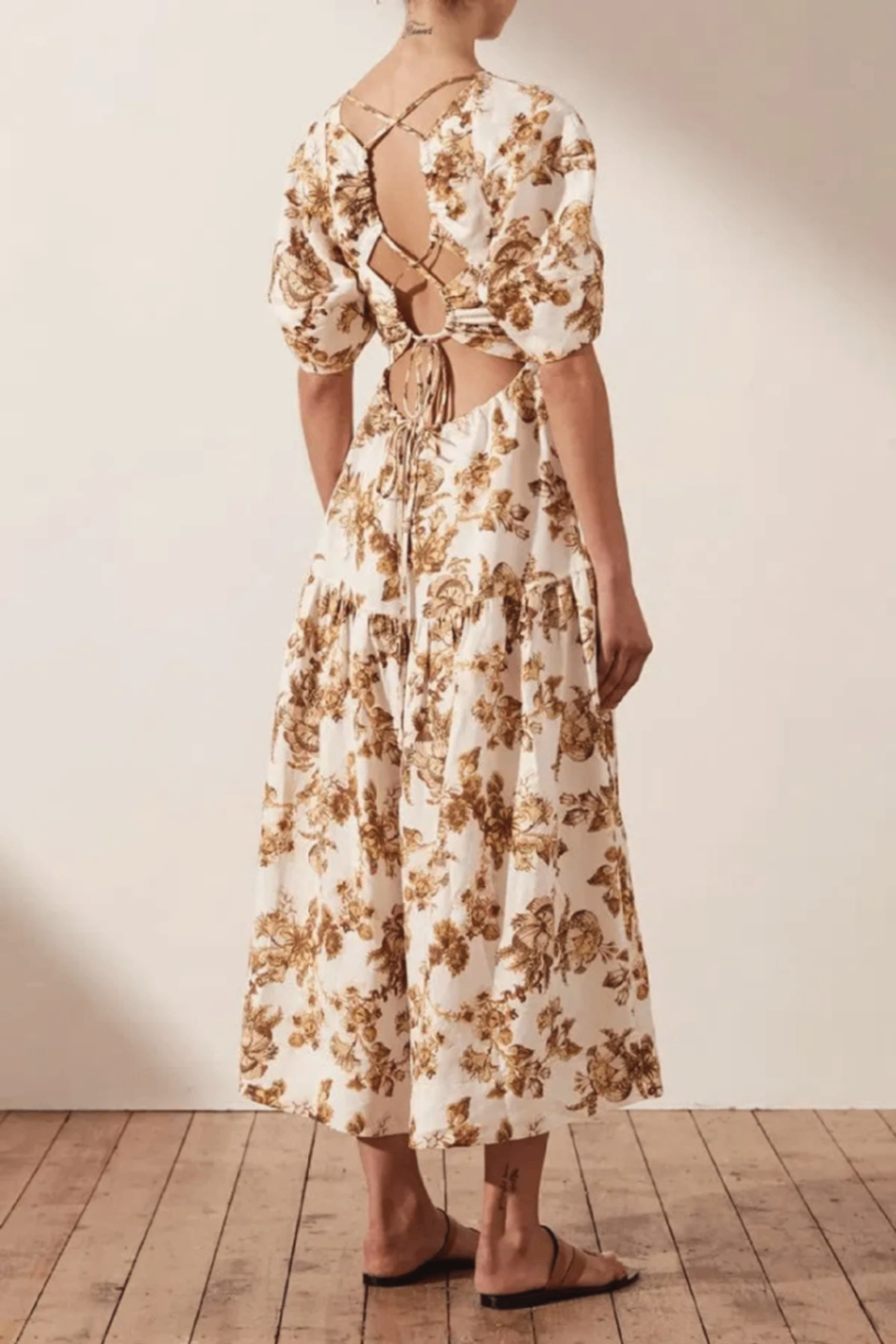 Shona Joy yellow/white floral dress 8