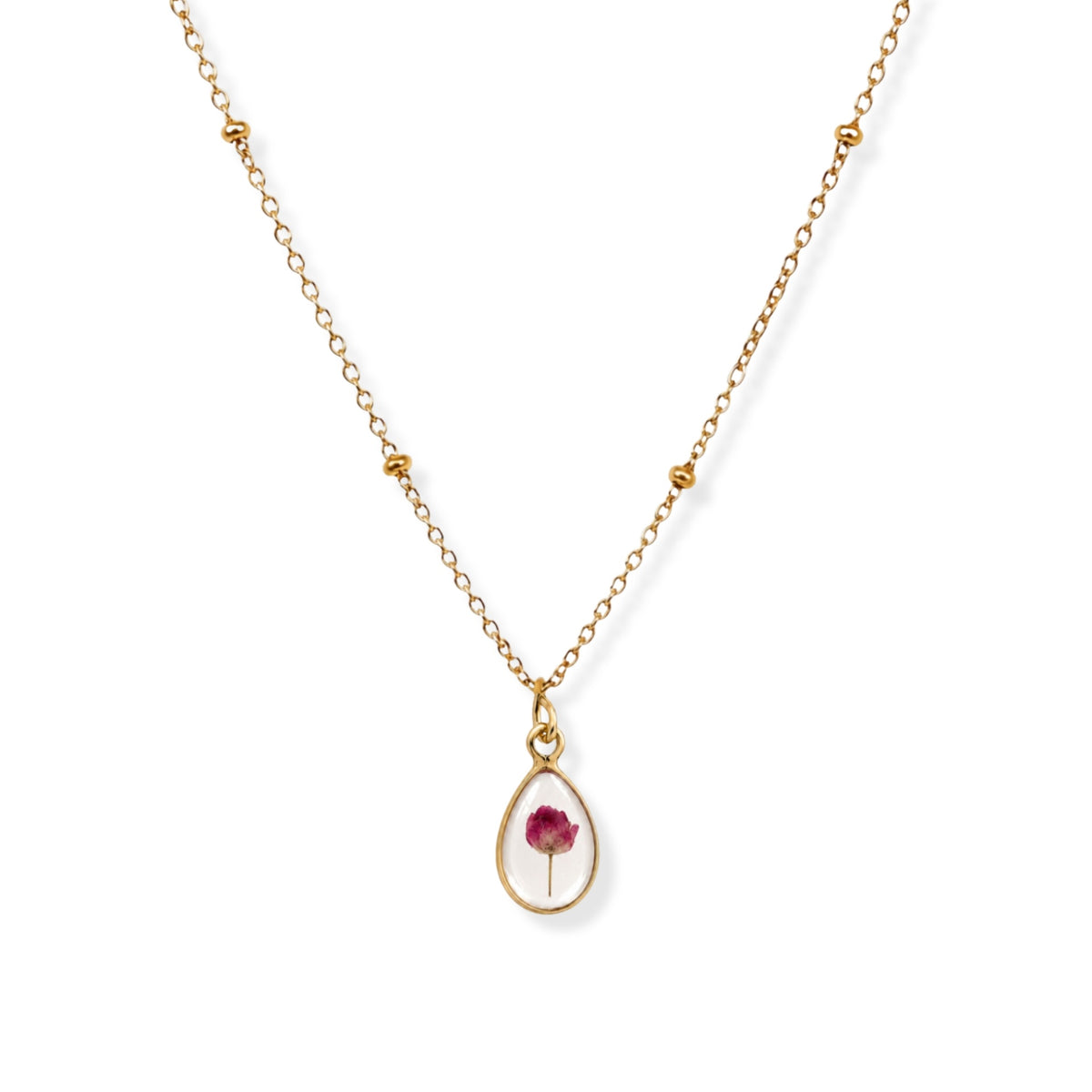 Pink Rice Flower Necklace 18K Gold