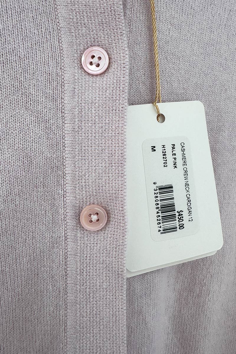 Scanlan Cashmere Pale Pink Crew Neck Cardigan 12 (new with tags)