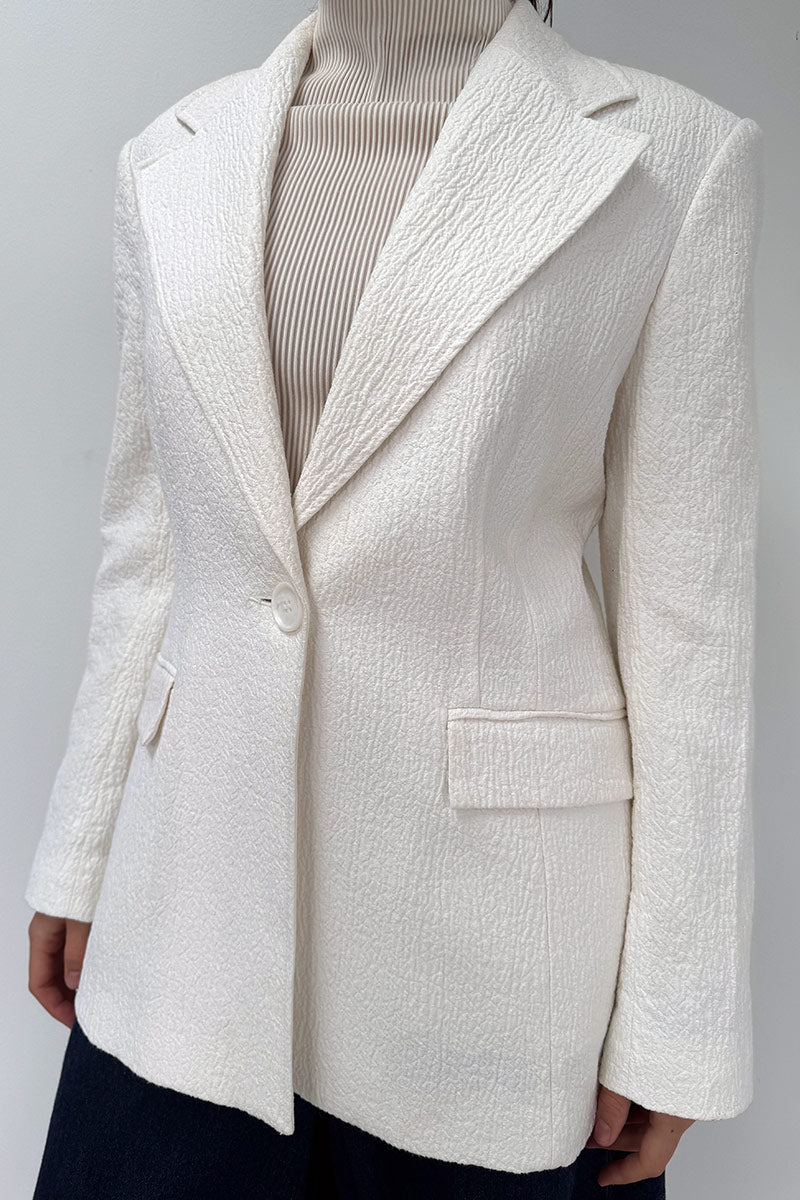 Veronika Maine white cotton textured blazer 12