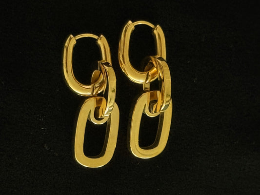 Quianey Link Drop Gold Earrings