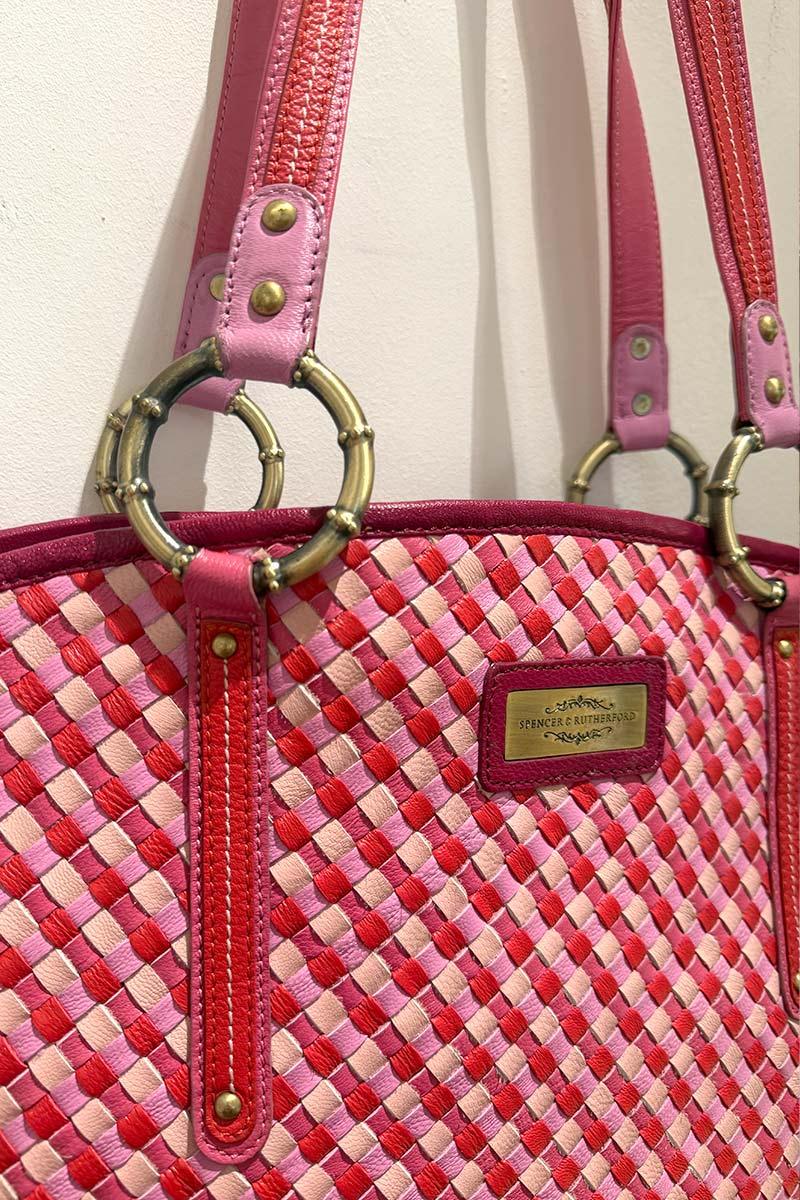 Spencer and Rutherford Delphi pleated pink tote bag