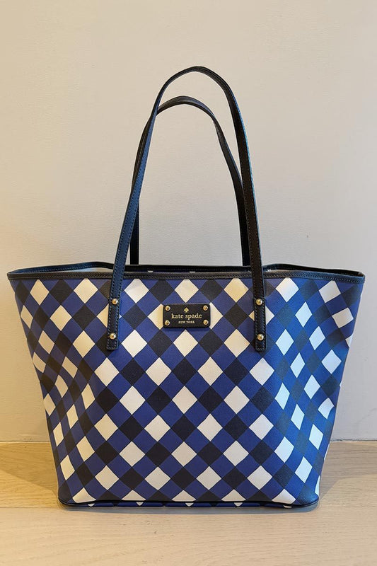 Kate Spade Blue white gingham tote