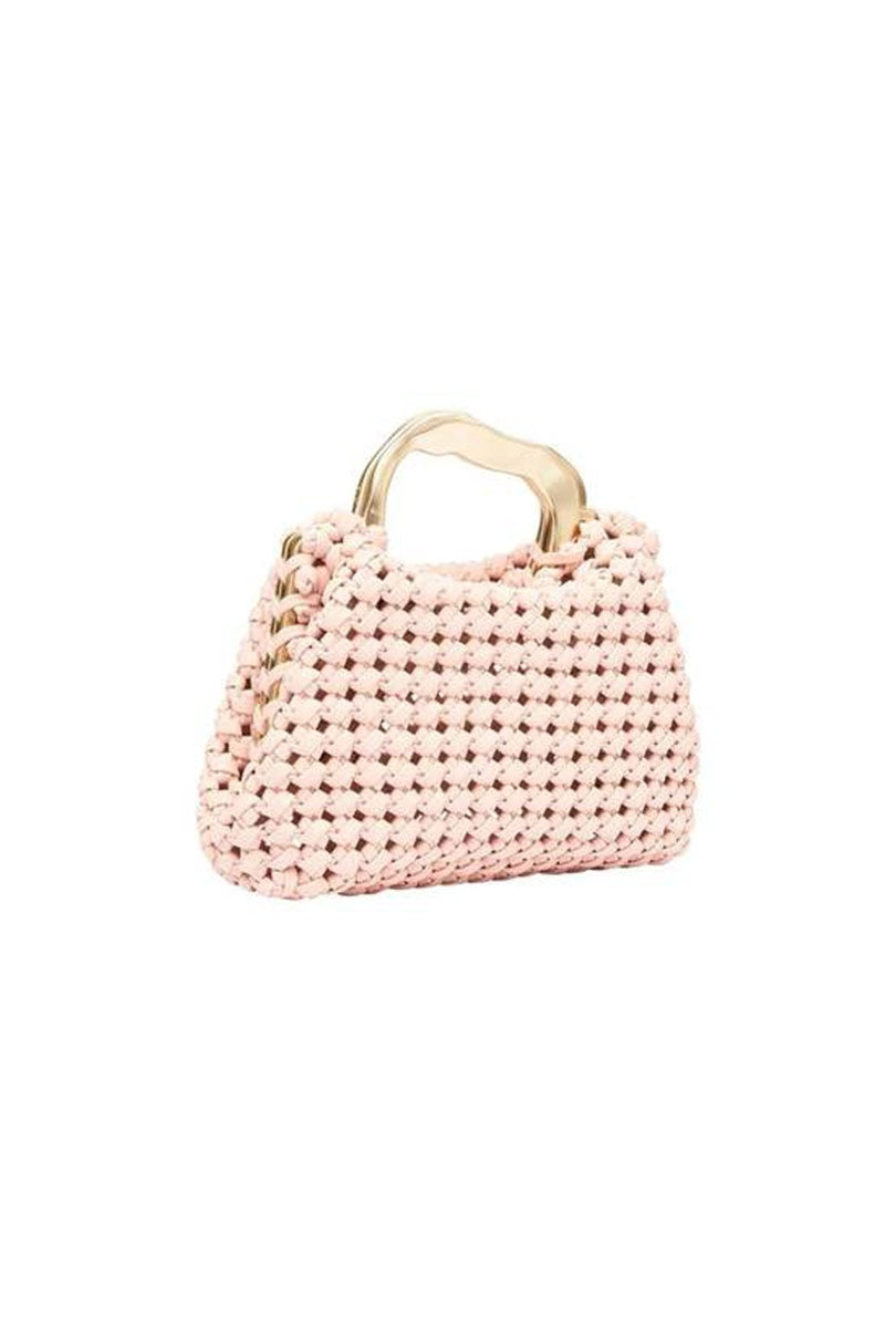 Aje blush woven leather clutch (RRP $395)
