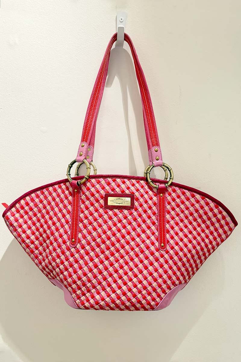 Spencer and Rutherford Delphi pleated pink tote bag
