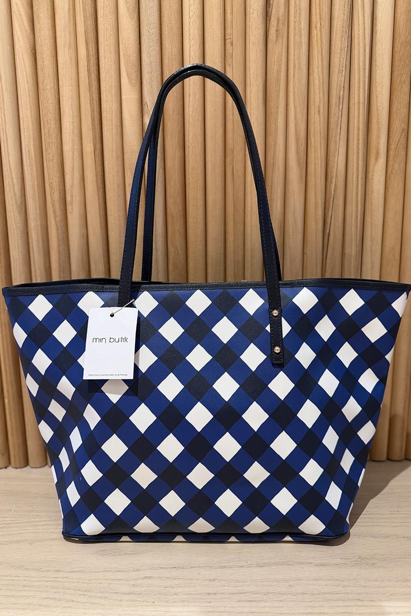 Kate Spade Blue white gingham tote