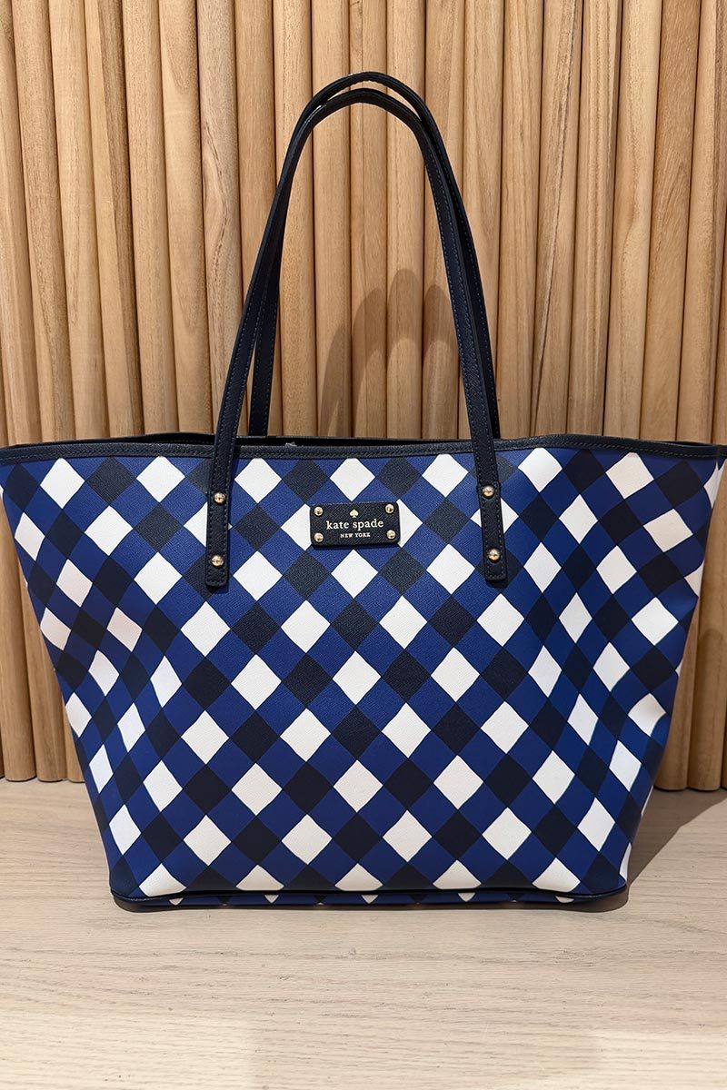 Kate Spade Blue white gingham tote