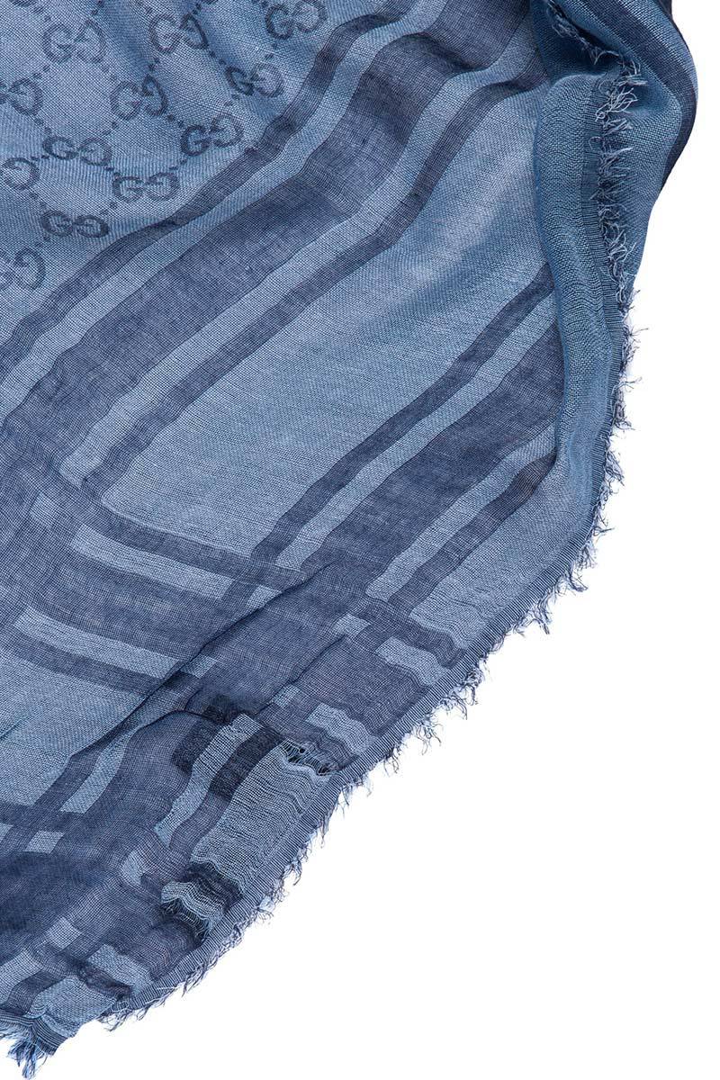 Gucci GG Triangle blue silk scarf