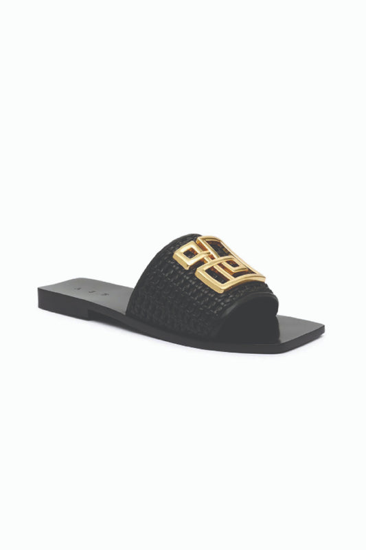 Aje black/gold woven slide 40