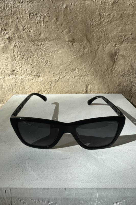 Chanel black polarized logo sunglasses