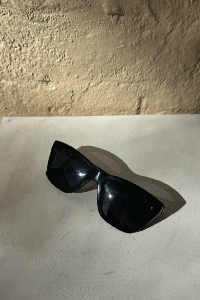 Chanel black polarized logo sunglasses