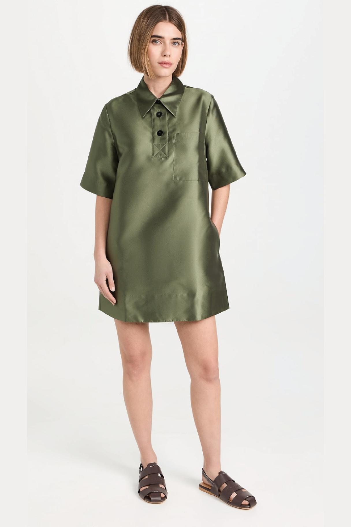 Lee Mathews green silk tunic xl
