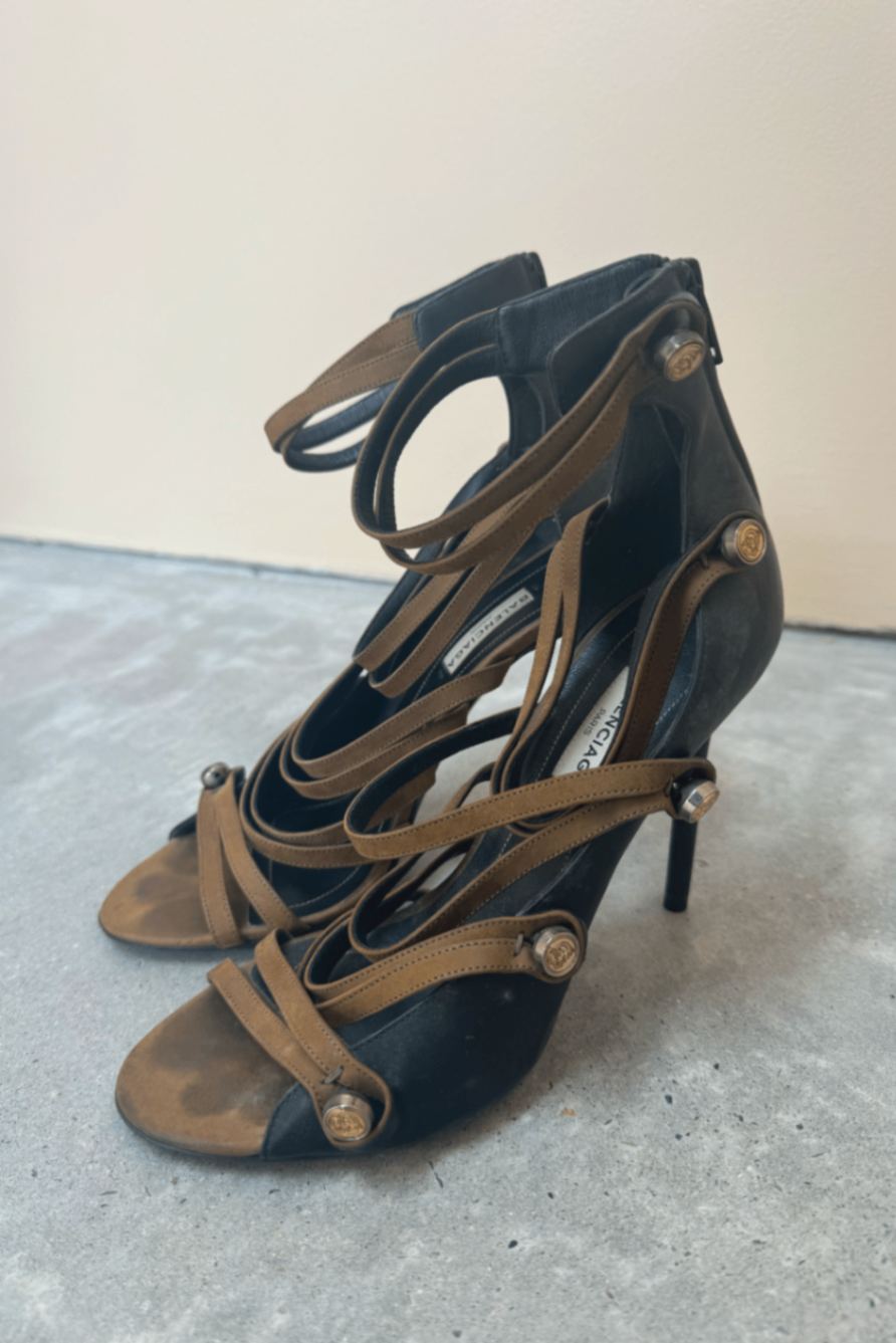 Balenciaga black brown heel 37