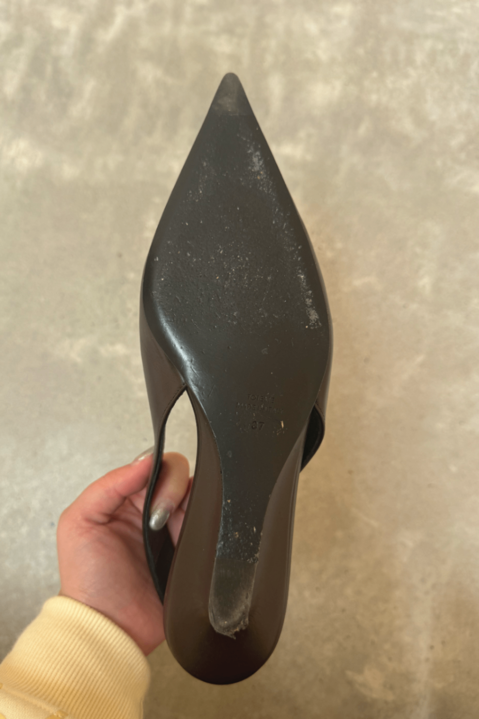 Toteme chocolate leather pointed slingback  RRP $1000