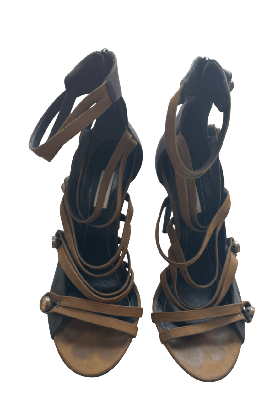 Balenciaga black brown heel 37