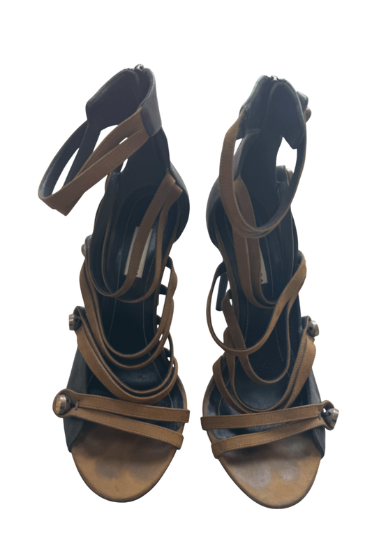 Balenciaga black brown heel 37