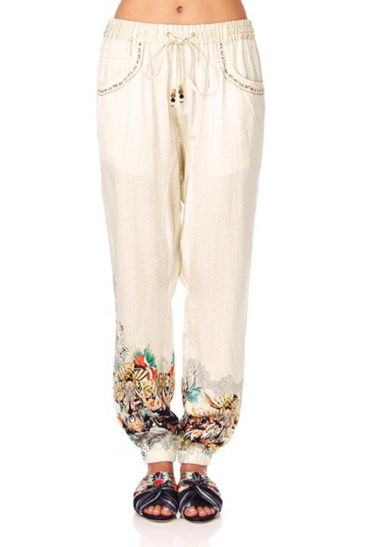 Camilla cream silk pants S