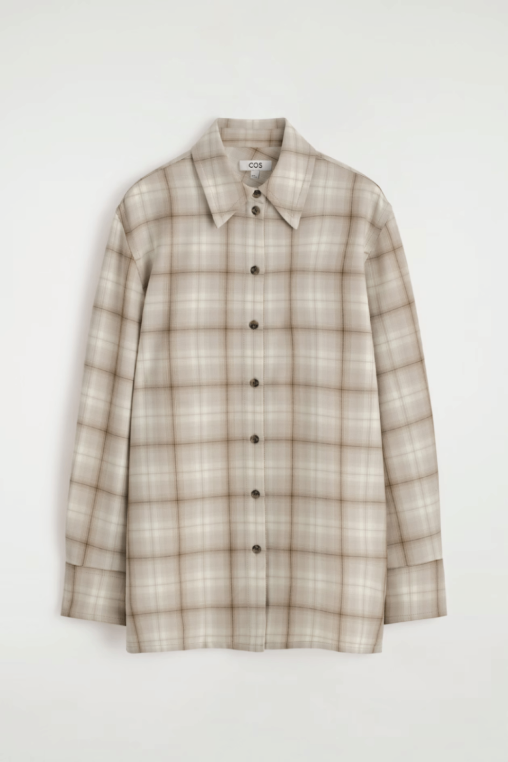 COS beige check wool shirt 32