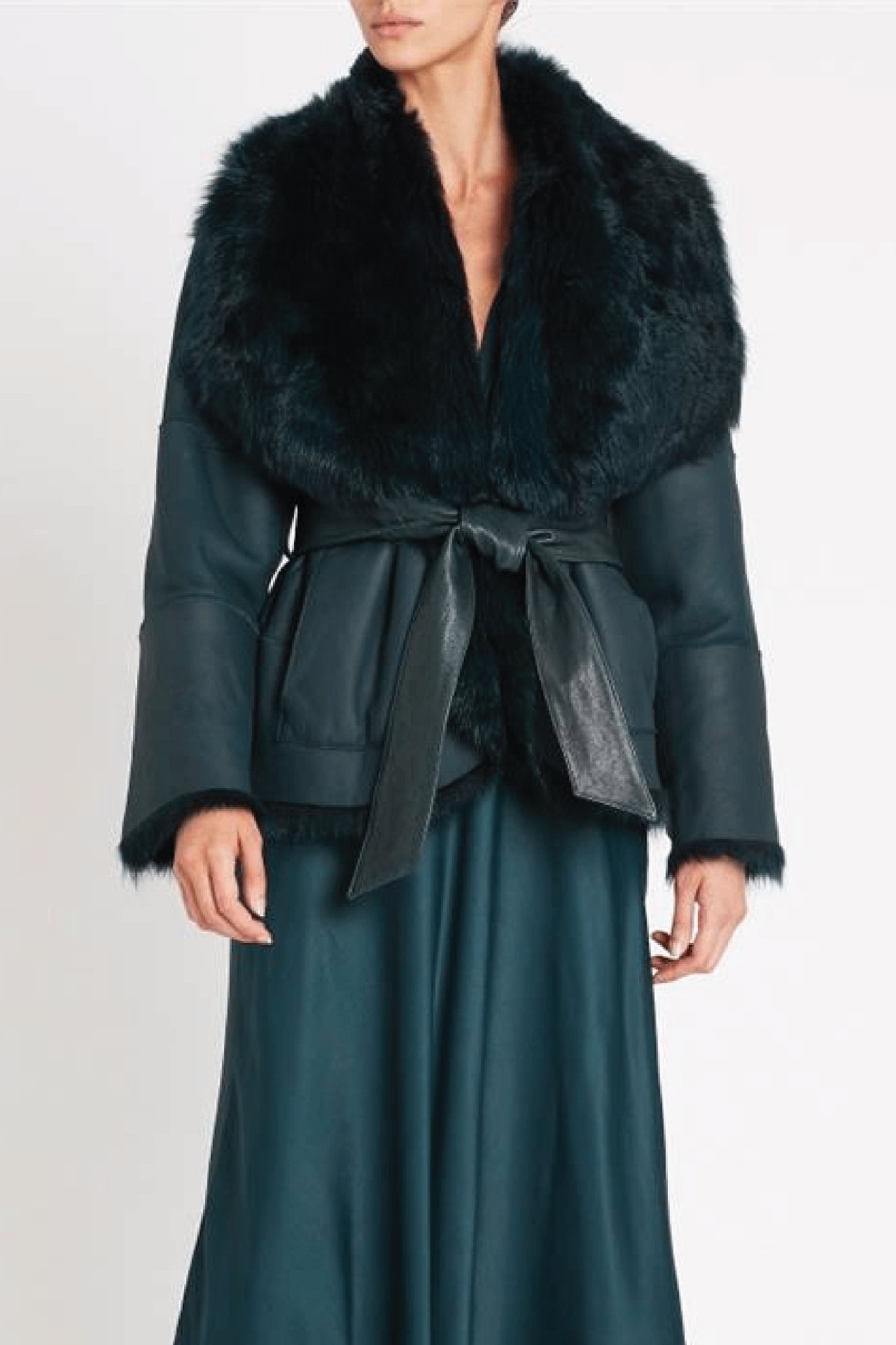 Sass and Bide Young Melody Reversible Shearling Coat Ocean Deep M