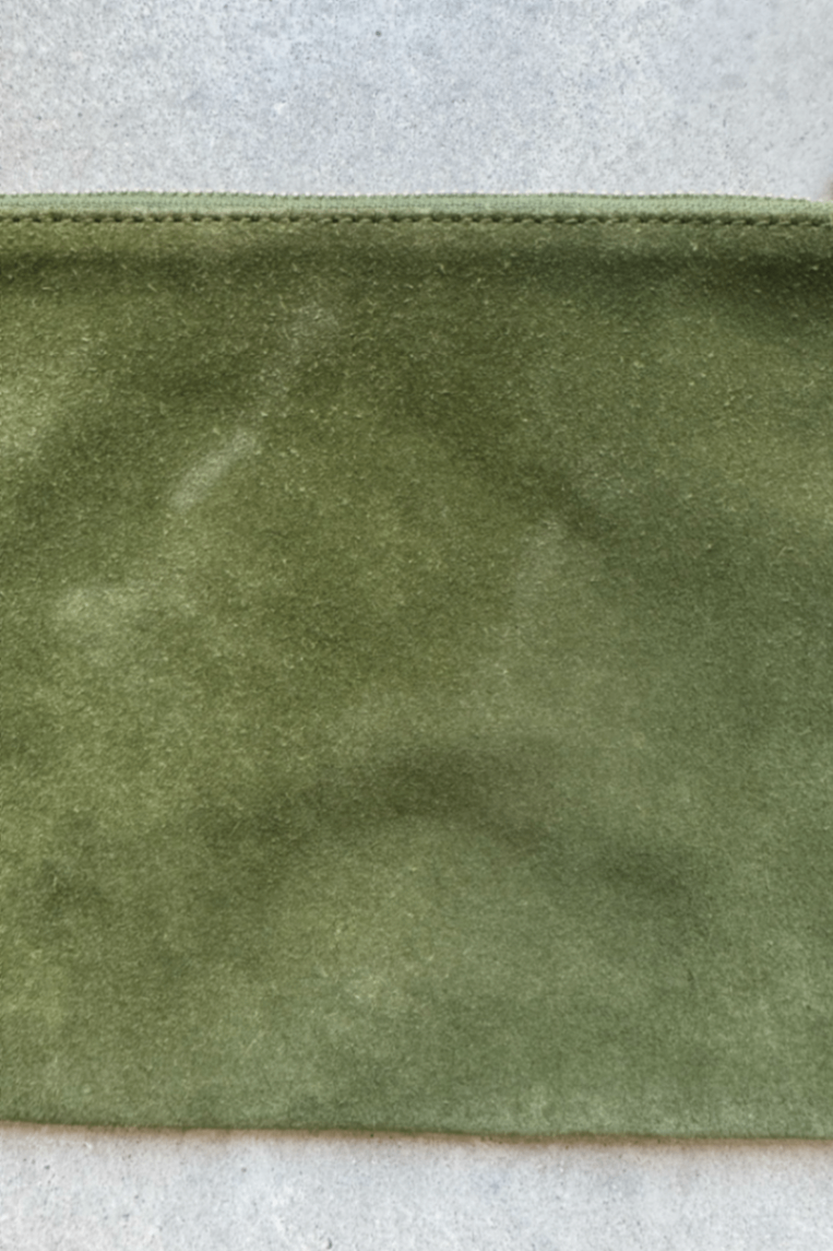 Wolf gang suede green clutch