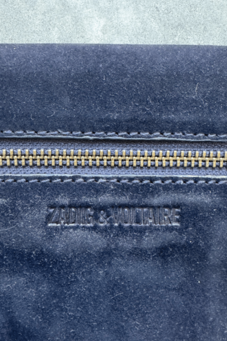 Zadig Voltaire navy suede  Rockclutch crossbody