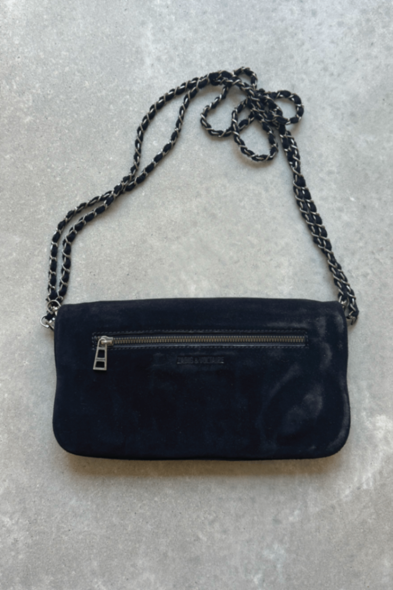 Zadig Voltaire navy suede  Rockclutch crossbody