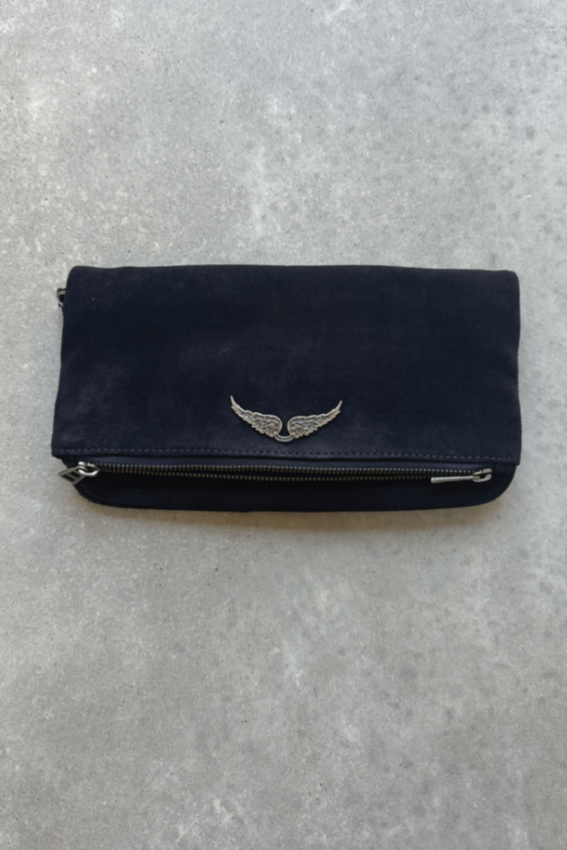 Zadig Voltaire navy suede  Rockclutch crossbody