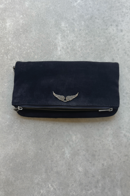 Zadig Voltaire navy suede  Rockclutch crossbody