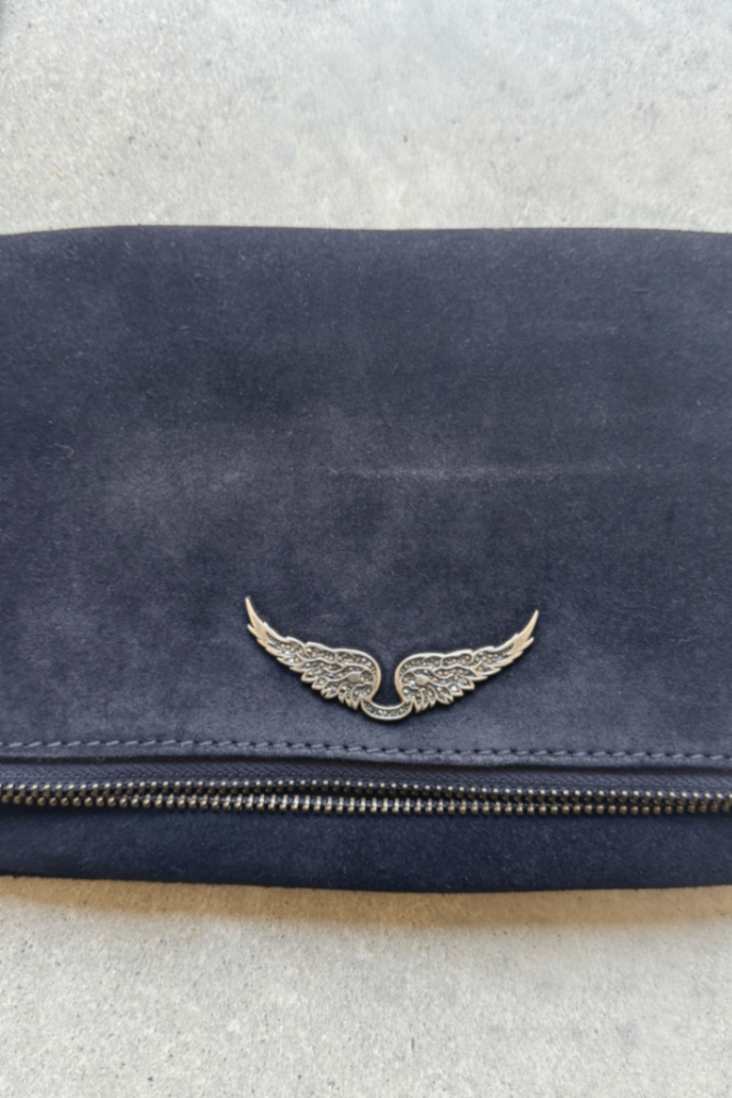 Zadig Voltaire navy suede  Rockclutch crossbody