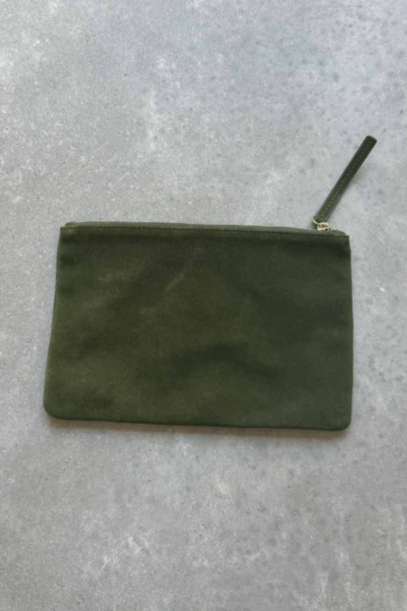 Wolf gang suede green clutch