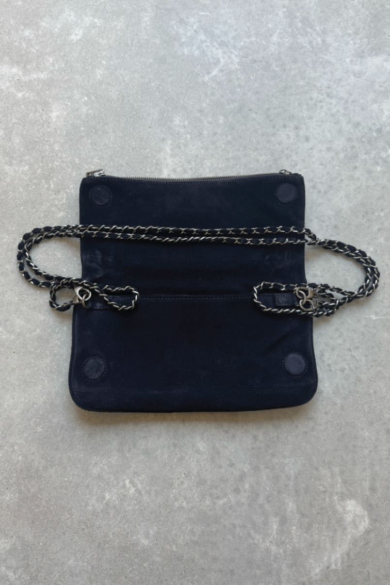 Zadig Voltaire navy suede  Rockclutch crossbody