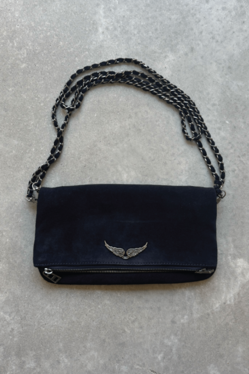 Zadig Voltaire navy suede  Rockclutch crossbody
