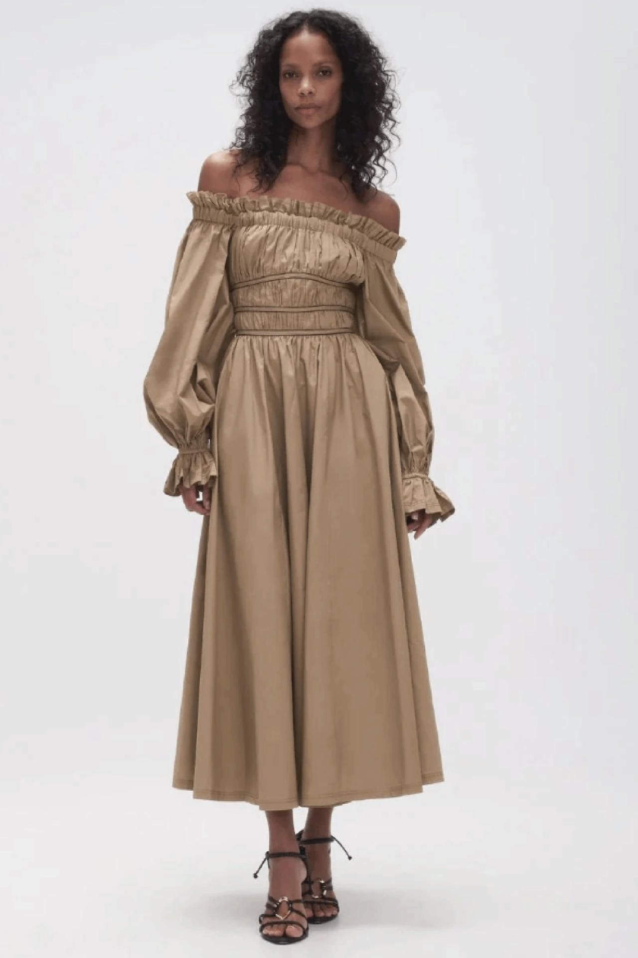 Aje brown off shoulder dress 10
