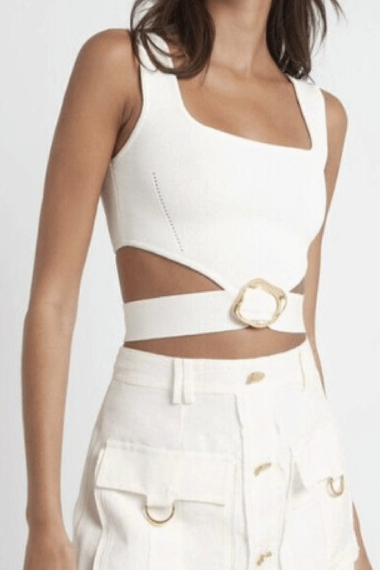 Aje white wrap top M