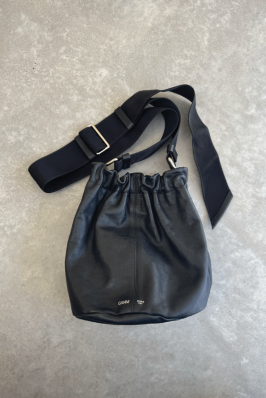 Ganni black bucket crossbody bag