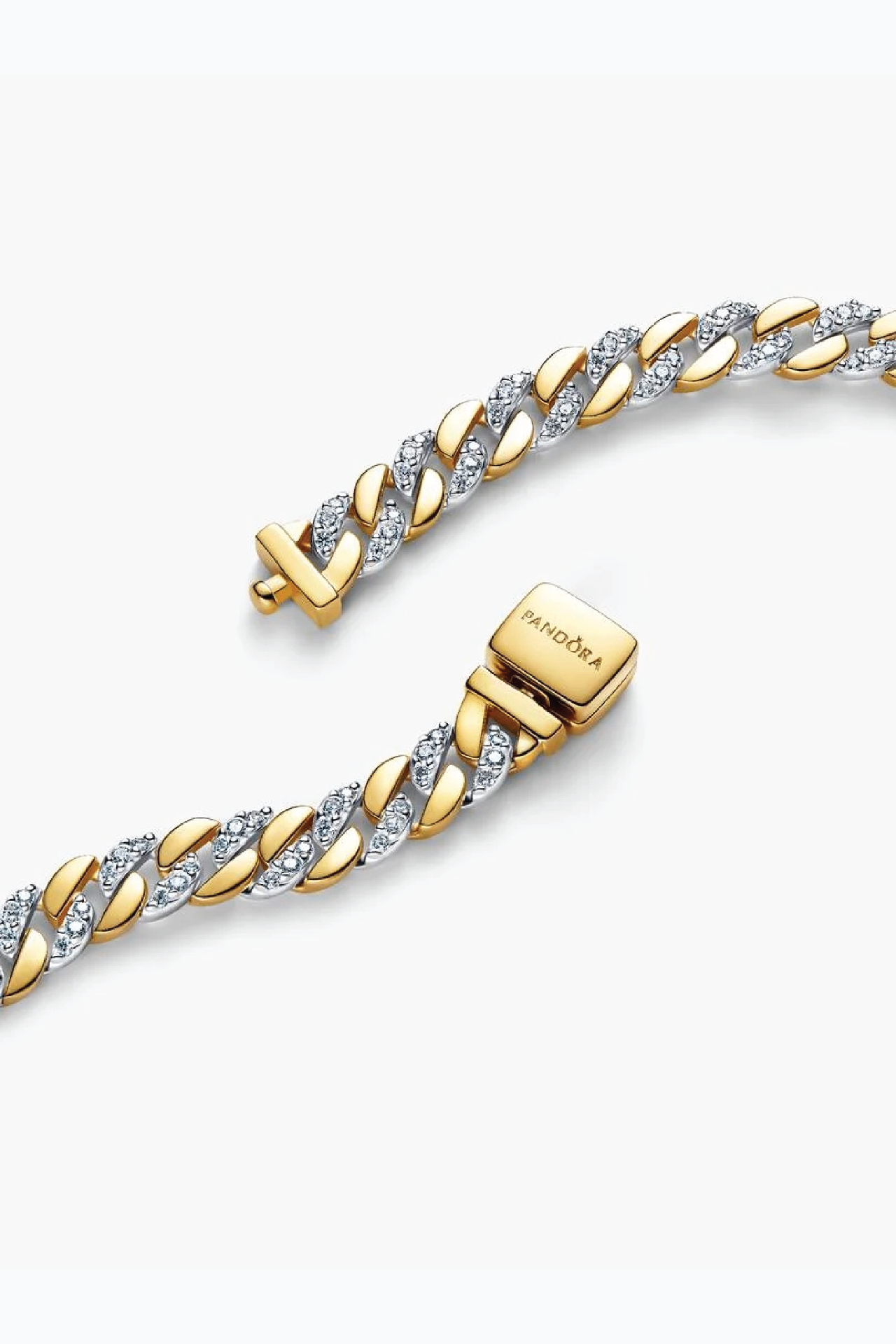 Pandora two-tone pave cuban chain bracelet 14k