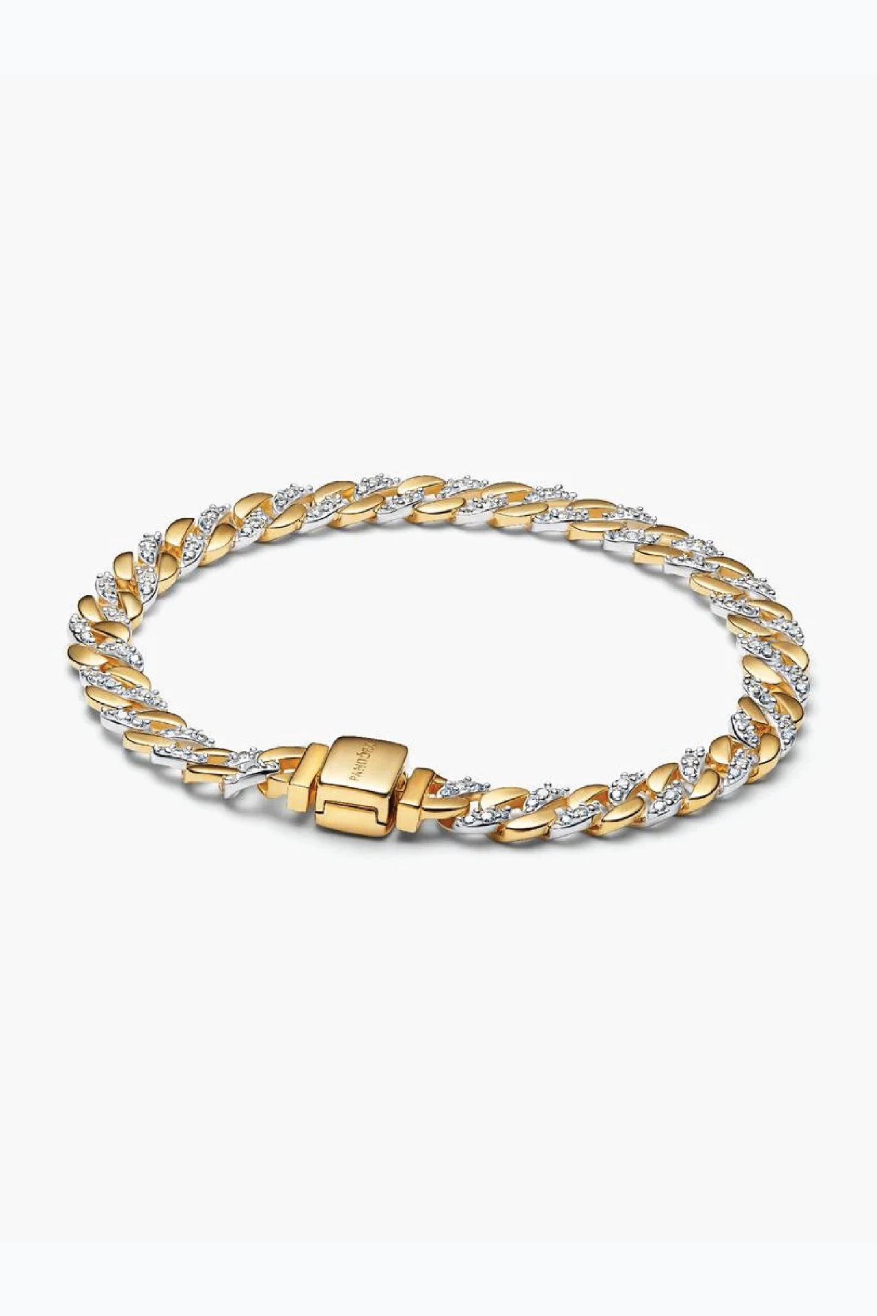 Pandora two-tone pave cuban chain bracelet 14k