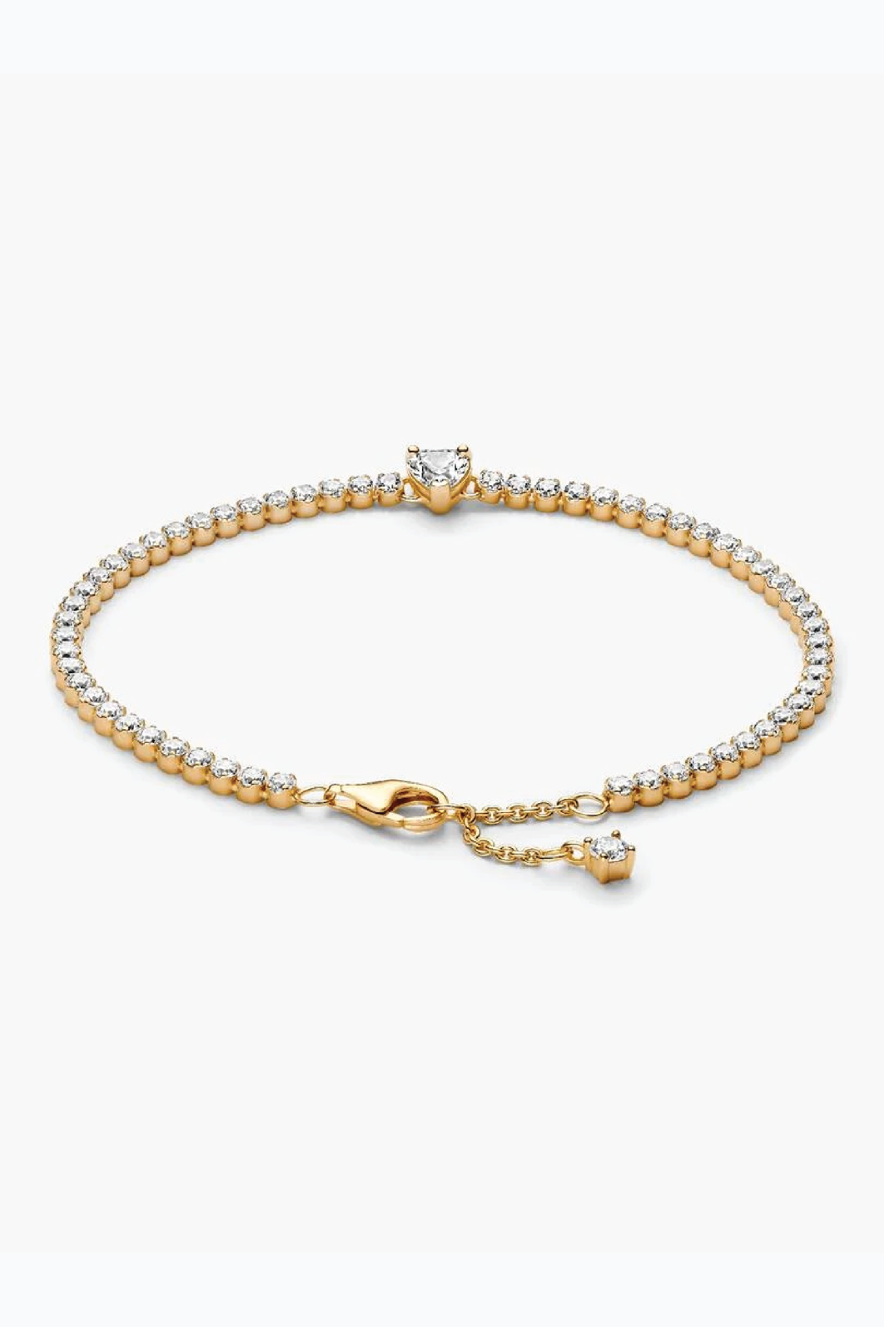 Pandora sparkling tennis heart bracelet 14k