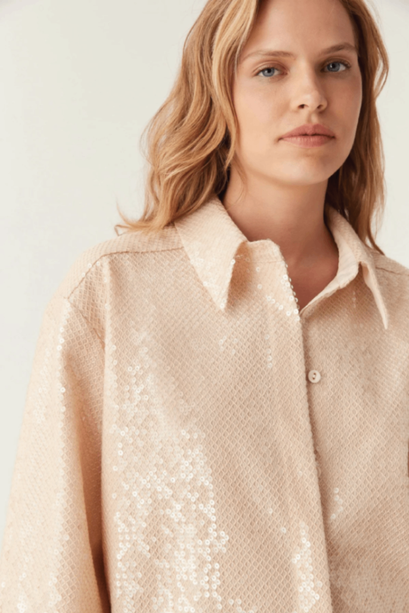 Aje cream sequin overshirt 6