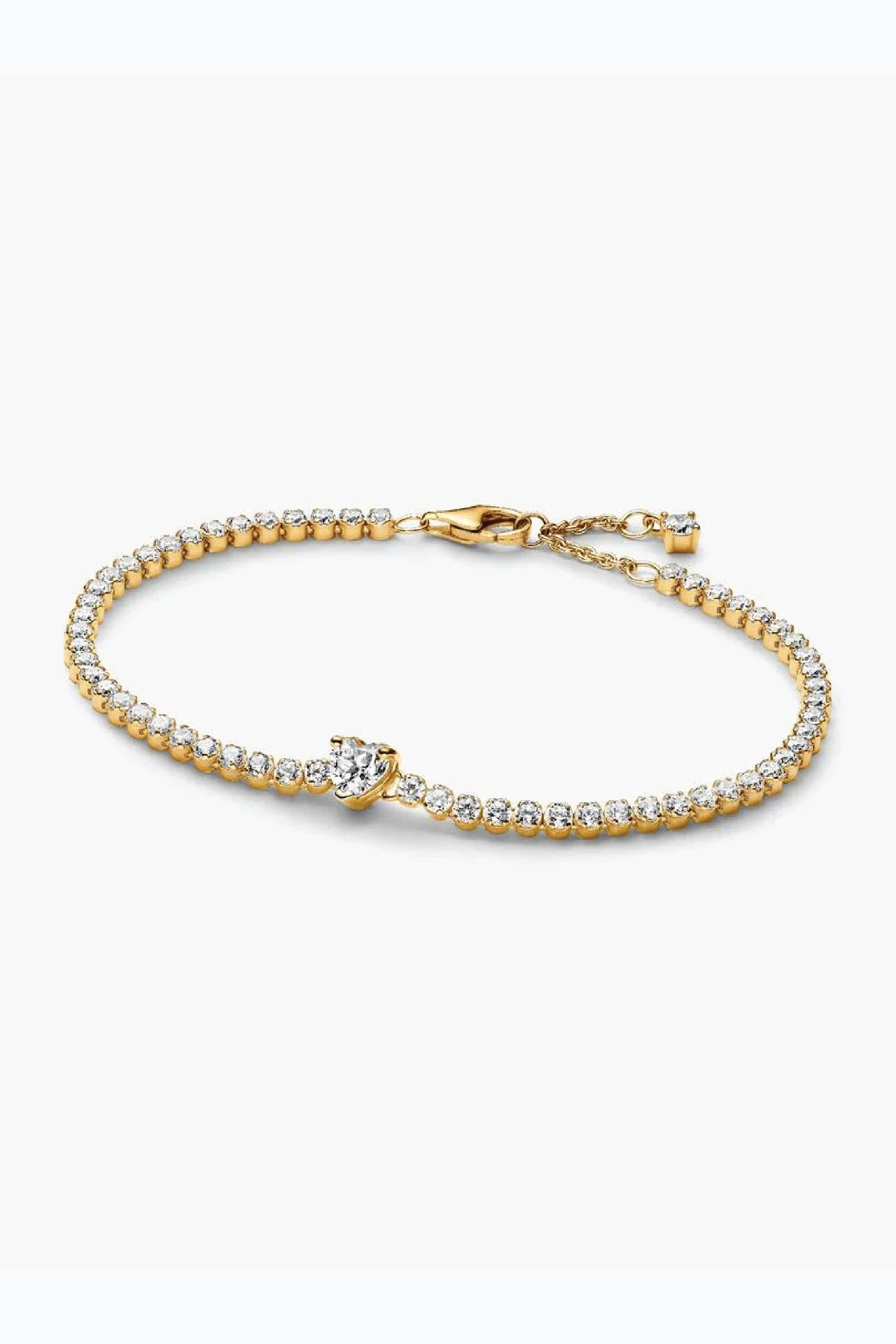 Pandora sparkling tennis heart bracelet 14k