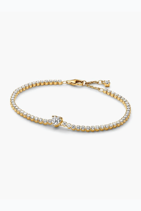 Pandora sparkling tennis heart bracelet 14k